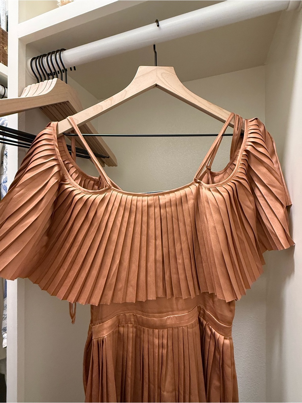 Banana Republic Copper Pleated V-Neck Maxi Dress - Picture 9 of 12